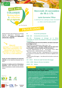 Programme Colloque 1 Programme Colloque 1